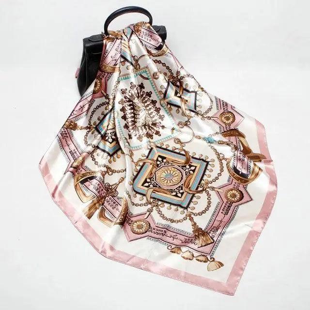 New Elegance Fashionable Scarves for Women Shawl Print Silk Satin Hijab Scarf Female Bandana 90*90cm Luxury Square Shawls Scarfs For Ladies Stevvex
