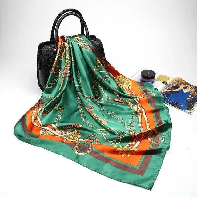New Elegance Fashionable Scarves for Women Shawl Print Silk Satin Hijab Scarf Female Bandana 90*90cm Luxury Square Shawls Scarfs For Ladies Stevvex
