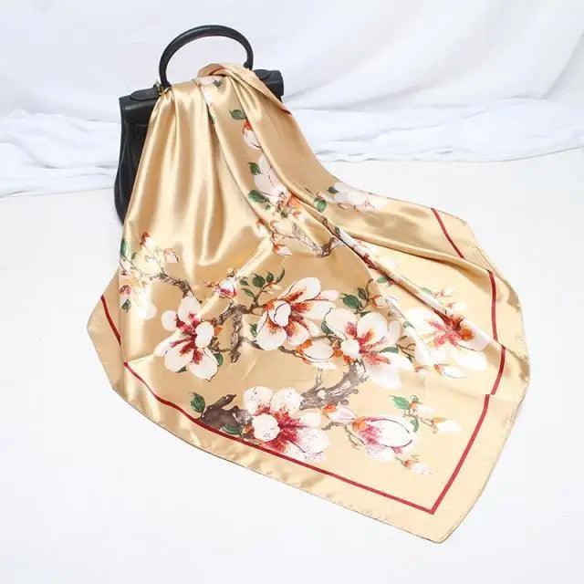 New Elegance Fashionable Scarves for Women Shawl Print Silk Satin Hijab Scarf Female Bandana 90*90cm Luxury Square Shawls Scarfs For Ladies Stevvex