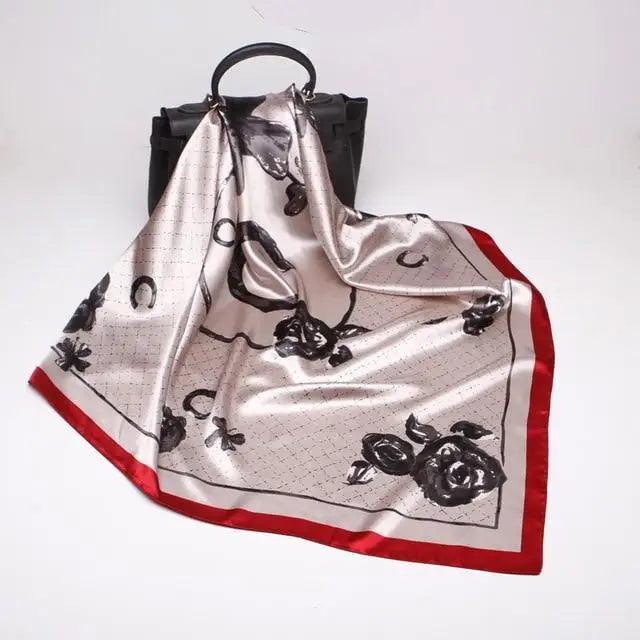 New Elegance Fashionable Scarves for Women Shawl Print Silk Satin Hijab Scarf Female Bandana 90*90cm Luxury Square Shawls Scarfs For Ladies Stevvex
