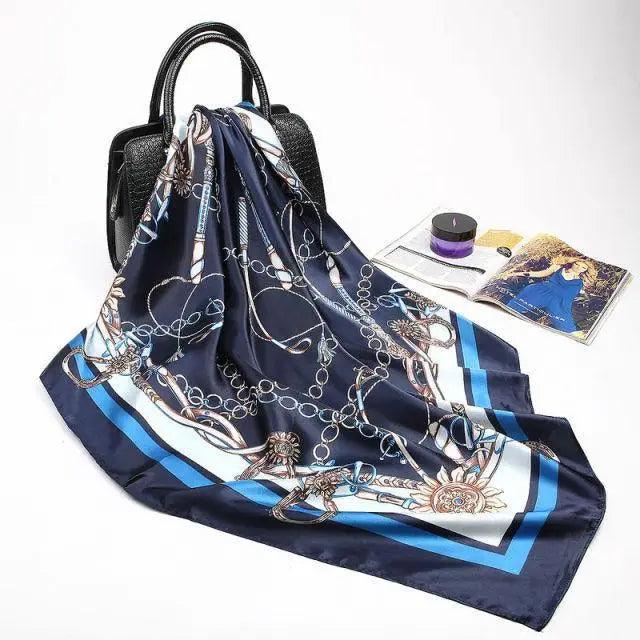 New Elegance Fashionable Scarves for Women Shawl Print Silk Satin Hijab Scarf Female Bandana 90*90cm Luxury Square Shawls Scarfs For Ladies Stevvex
