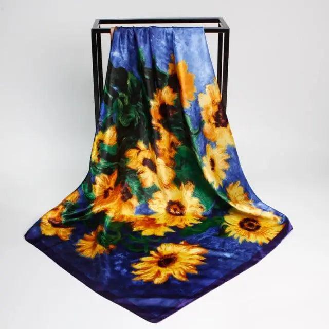 New Elegance Fashionable Scarves for Women Shawl Print Silk Satin Hijab Scarf Female Bandana 90*90cm Luxury Square Shawls Scarfs For Ladies Stevvex