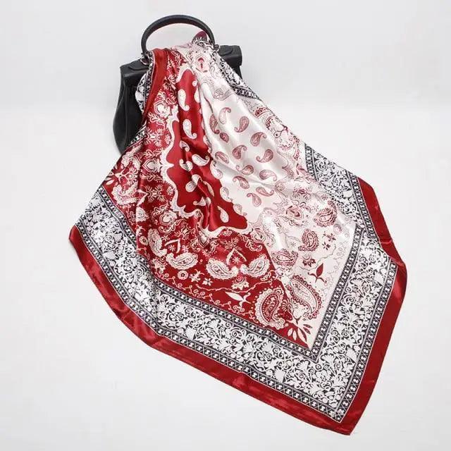 New Elegance Fashionable Scarves for Women Shawl Print Silk Satin Hijab Scarf Female Bandana 90*90cm Luxury Square Shawls Scarfs For Ladies Stevvex