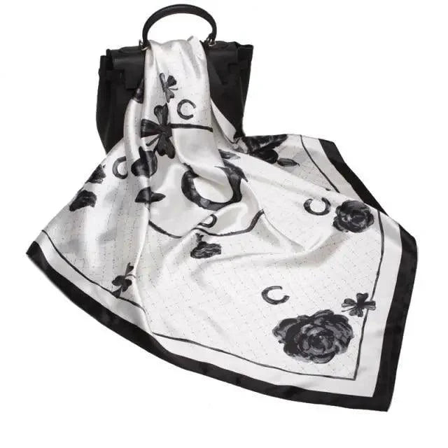 New Elegance Fashionable Scarves for Women Shawl Print Silk Satin Hijab Scarf Female Bandana 90*90cm Luxury Square Shawls Scarfs For Ladies Stevvex