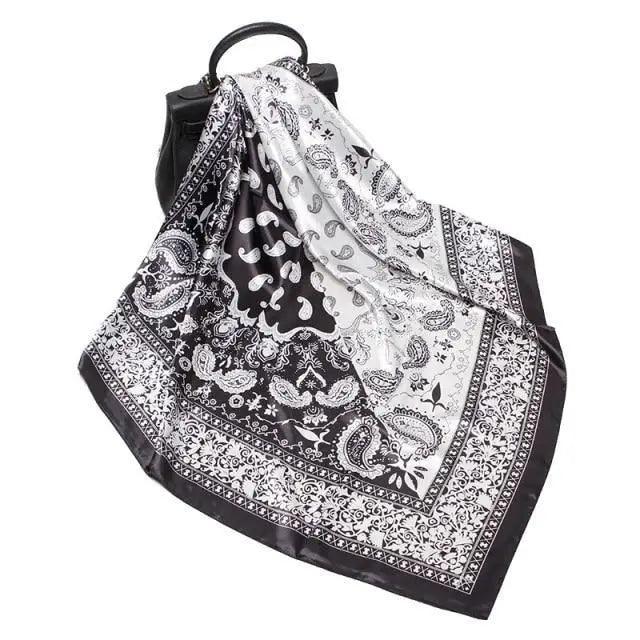 New Elegance Fashionable Scarves for Women Shawl Print Silk Satin Hijab Scarf Female Bandana 90*90cm Luxury Square Shawls Scarfs For Ladies Stevvex