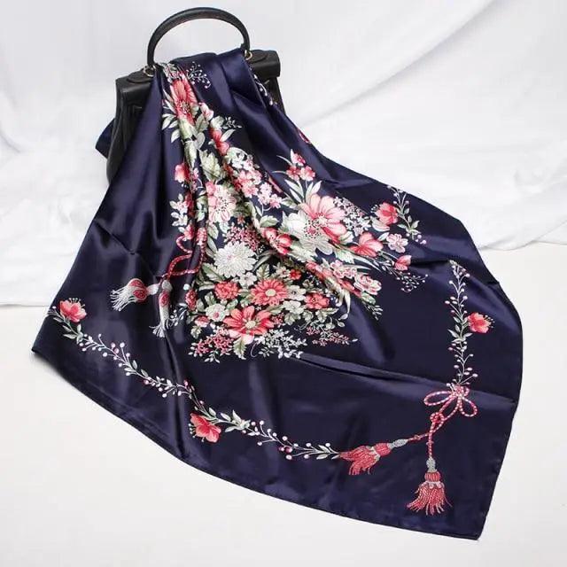 New Elegance Fashionable Scarves for Women Shawl Print Silk Satin Hijab Scarf Female Bandana 90*90cm Luxury Square Shawls Scarfs For Ladies Stevvex