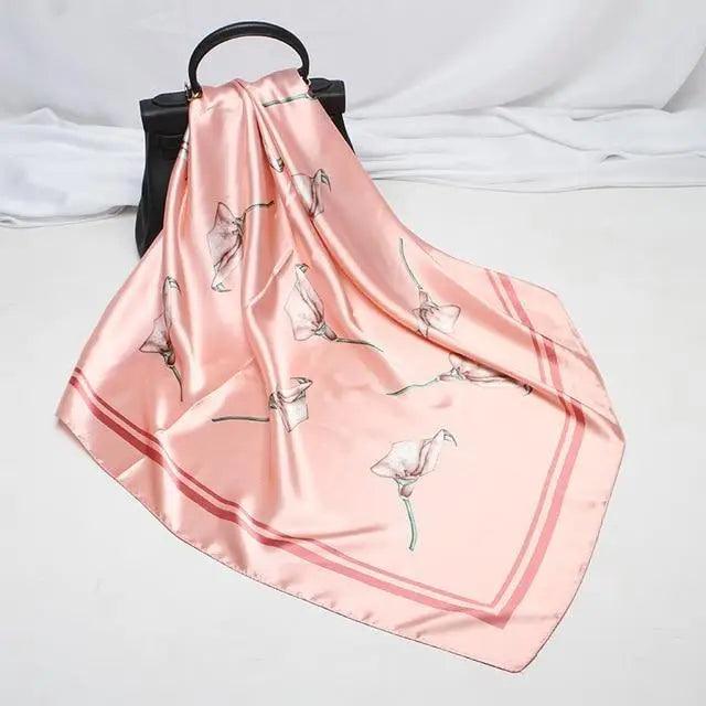 New Elegance Fashionable Scarves for Women Shawl Print Silk Satin Hijab Scarf Female Bandana 90*90cm Luxury Square Shawls Scarfs For Ladies Stevvex