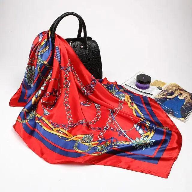 New Elegance Fashionable Scarves for Women Shawl Print Silk Satin Hijab Scarf Female Bandana 90*90cm Luxury Square Shawls Scarfs For Ladies Stevvex