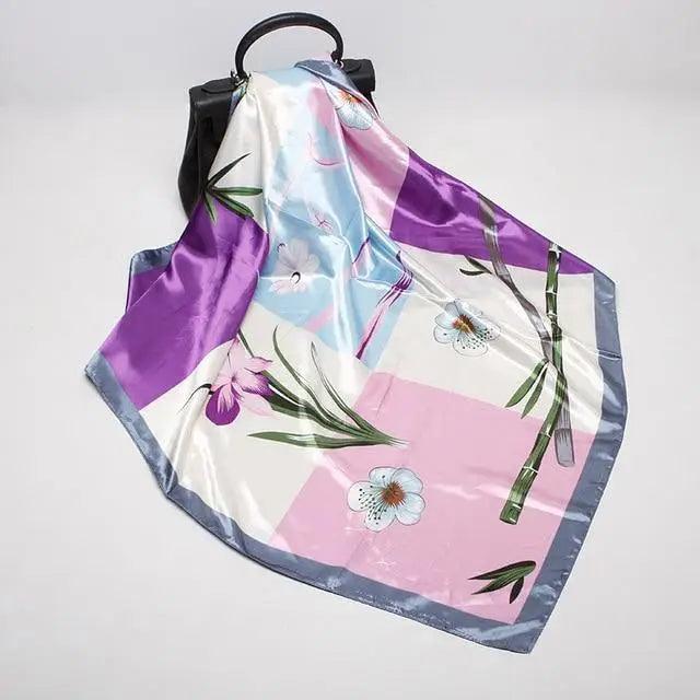 New Elegance Fashionable Scarves for Women Shawl Print Silk Satin Hijab Scarf Female Bandana 90*90cm Luxury Square Shawls Scarfs For Ladies Stevvex