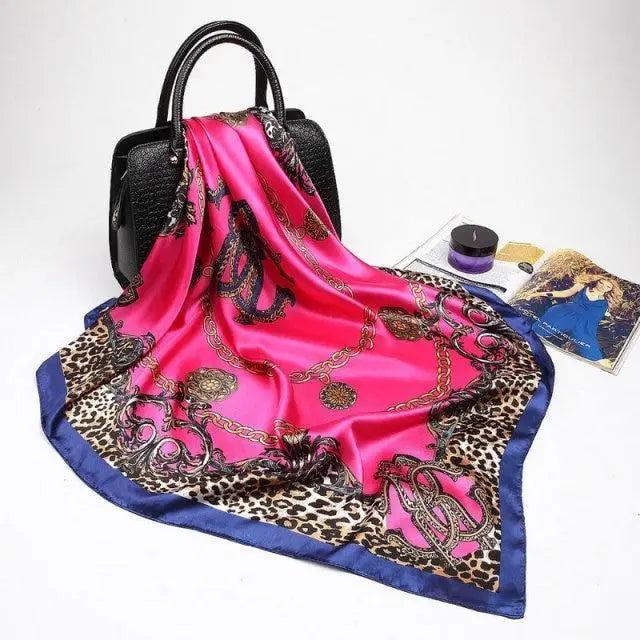 New Elegance Fashionable Scarves for Women Shawl Print Silk Satin Hijab Scarf Female Bandana 90*90cm Luxury Square Shawls Scarfs For Ladies Stevvex