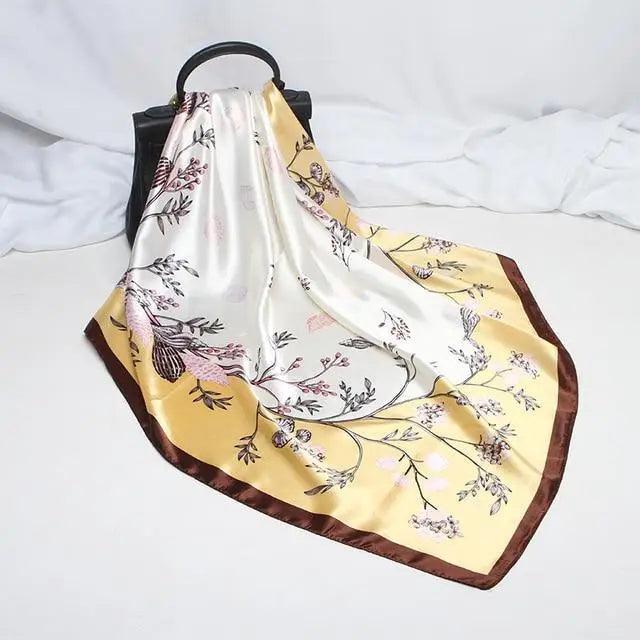 New Elegance Fashionable Scarves for Women Shawl Print Silk Satin Hijab Scarf Female Bandana 90*90cm Luxury Square Shawls Scarfs For Ladies Stevvex