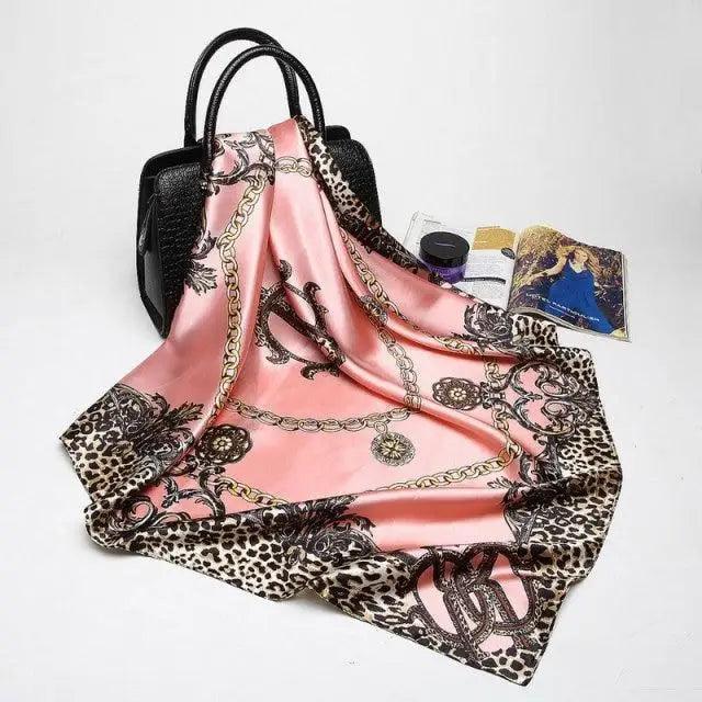 New Elegance Fashionable Scarves for Women Shawl Print Silk Satin Hijab Scarf Female Bandana 90*90cm Luxury Square Shawls Scarfs For Ladies Stevvex