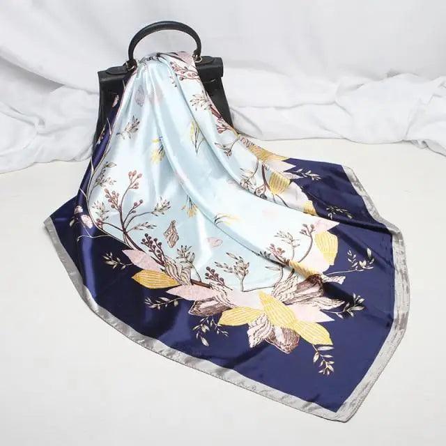 New Elegance Fashionable Scarves for Women Shawl Print Silk Satin Hijab Scarf Female Bandana 90*90cm Luxury Square Shawls Scarfs For Ladies Stevvex