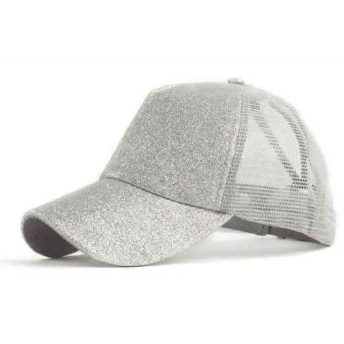 New Elegant Glitter Ponytail Baseball Caps Sequins Shining High Quality Fashionable Cap For Womens Messy Bun Adjustable Snapback Hip Hop Hat Stevvex