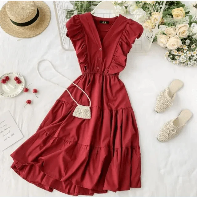 New Fashion Neck Ruffles Summer Dress Party Tank Sundress Women Casual Dresses For Women - Fashion Women Dresses Stevvex