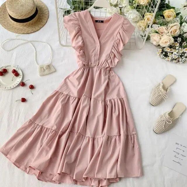 New Fashion Neck Ruffles Summer Dress Party Tank Sundress Women Casual Dresses For Women - Fashion Women Dresses Stevvex