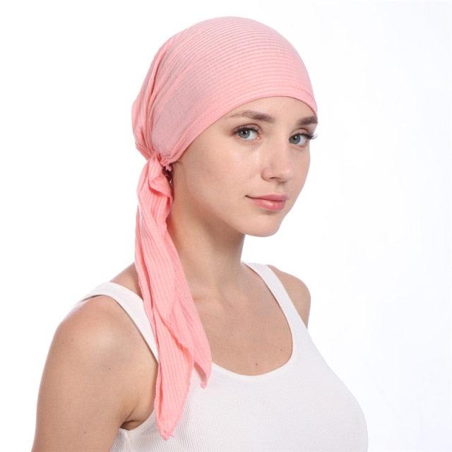 New Fashion Soft Cotton Solid Color Elastic Wrap Lightweight Scarf Hats Muslim Turban Elegant Bonnet Inner Hijab Hat Female Turbantes caps For Women Stevvex