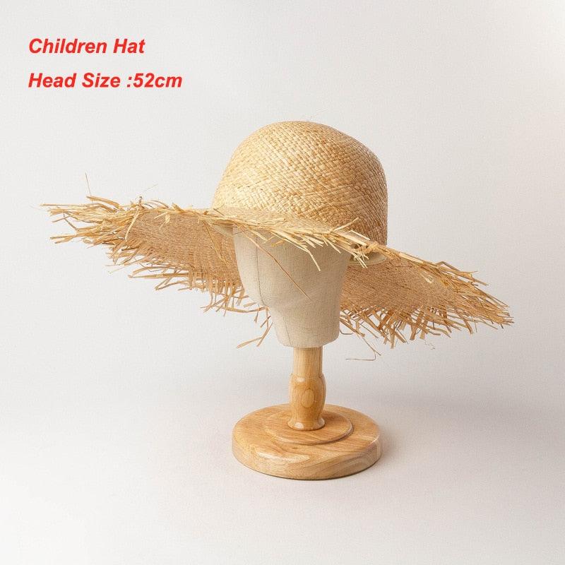 New Handmade Women Straw Sun Hats Large Wide Flat Top Wide Hat Beach Hat Lady Holiday Sun Protection Hat Girls Quality Natural Outdoor Sun Caps For Holiday Vintage Design Hat Stevvex
