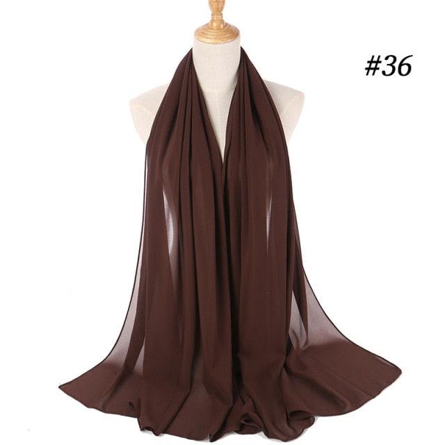 New Long Solid Colorful Soft Chiffon Hijab Elegant Scarf Wrap Lightweight Islamic Head Wear Escharpe Shawls Headband Stole Muslim Hijabs Wrap Headscarf Scarves Colors For Women Stevvex