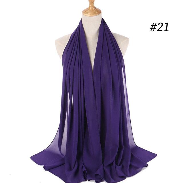 New Long Solid Colorful Soft Chiffon Hijab Elegant Scarf Wrap Lightweight Islamic Head Wear Escharpe Shawls Headband Stole Muslim Hijabs Wrap Headscarf Scarves Colors For Women Stevvex