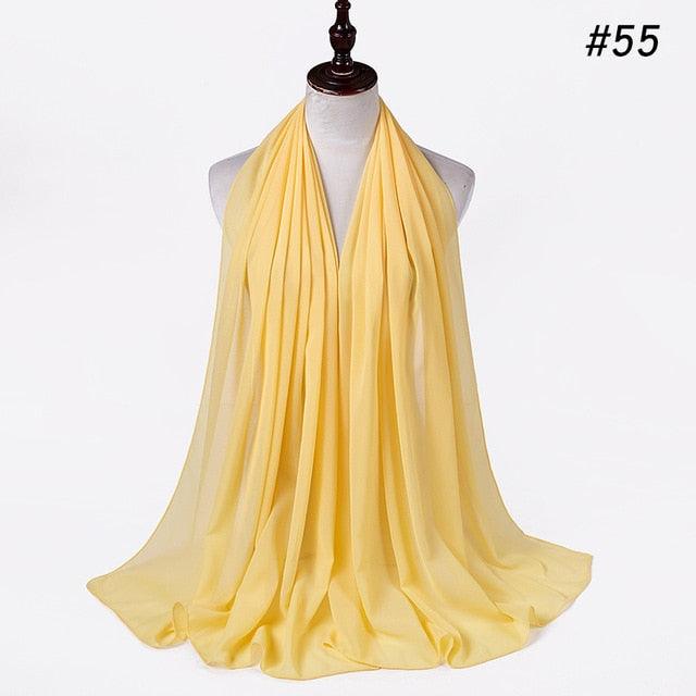 New Long Solid Colorful Soft Chiffon Hijab Elegant Scarf Wrap Lightweight Islamic Head Wear Escharpe Shawls Headband Stole Muslim Hijabs Wrap Headscarf Scarves Colors For Women Stevvex