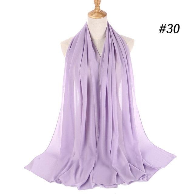New Long Solid Colorful Soft Chiffon Hijab Elegant Scarf Wrap Lightweight Islamic Head Wear Escharpe Shawls Headband Stole Muslim Hijabs Wrap Headscarf Scarves Colors For Women Stevvex