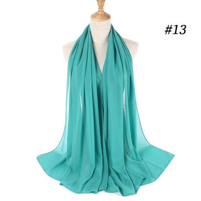 New Long Solid Colorful Soft Chiffon Hijab Elegant Scarf Wrap Lightweight Islamic Head Wear Escharpe Shawls Headband Stole Muslim Hijabs Wrap Headscarf Scarves Colors For Women Stevvex