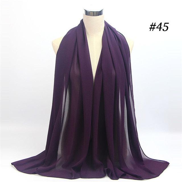 New Long Solid Colorful Soft Chiffon Hijab Elegant Scarf Wrap Lightweight Islamic Head Wear Escharpe Shawls Headband Stole Muslim Hijabs Wrap Headscarf Scarves Colors For Women Stevvex