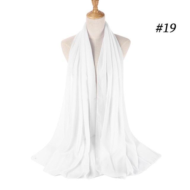 New Long Solid Colorful Soft Chiffon Hijab Elegant Scarf Wrap Lightweight Islamic Head Wear Escharpe Shawls Headband Stole Muslim Hijabs Wrap Headscarf Scarves Colors For Women Stevvex