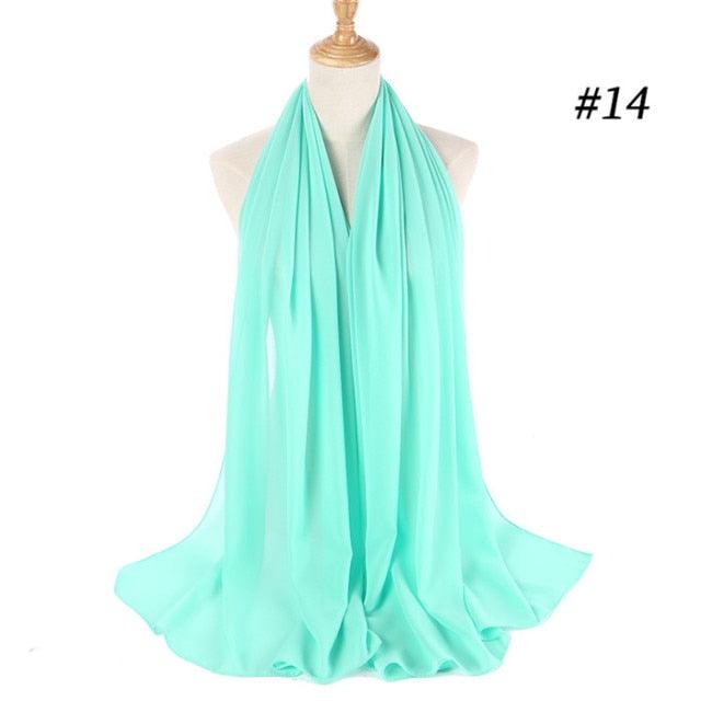 New Long Solid Colorful Soft Chiffon Hijab Elegant Scarf Wrap Lightweight Islamic Head Wear Escharpe Shawls Headband Stole Muslim Hijabs Wrap Headscarf Scarves Colors For Women Stevvex