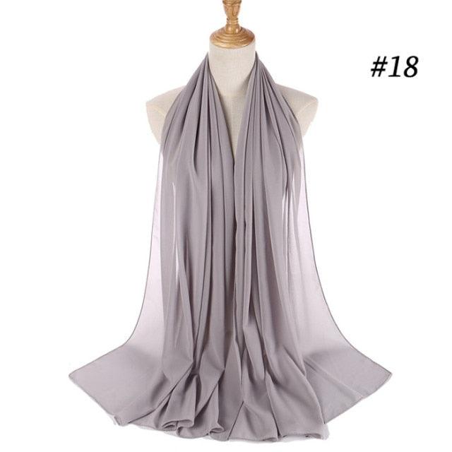 New Long Solid Colorful Soft Chiffon Hijab Elegant Scarf Wrap Lightweight Islamic Head Wear Escharpe Shawls Headband Stole Muslim Hijabs Wrap Headscarf Scarves Colors For Women Stevvex
