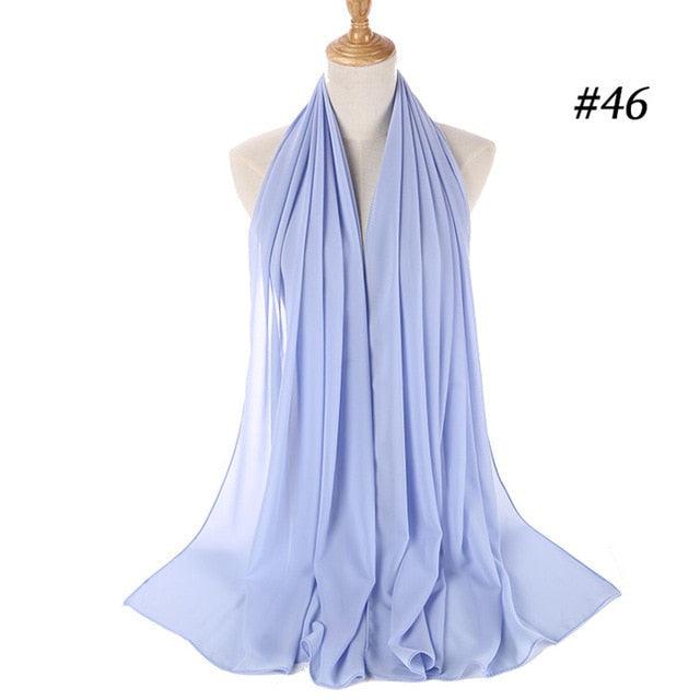 New Long Solid Colorful Soft Chiffon Hijab Elegant Scarf Wrap Lightweight Islamic Head Wear Escharpe Shawls Headband Stole Muslim Hijabs Wrap Headscarf Scarves Colors For Women Stevvex