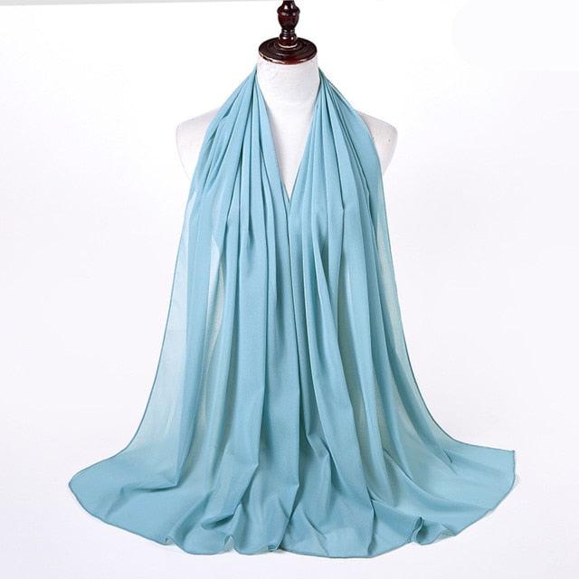 New Long Solid Colorful Soft Chiffon Hijab Elegant Scarf Wrap Lightweight Islamic Head Wear Escharpe Shawls Headband Stole Muslim Hijabs Wrap Headscarf Scarves Colors For Women Stevvex