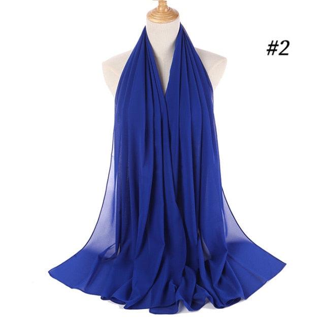 New Long Solid Colorful Soft Chiffon Hijab Elegant Scarf Wrap Lightweight Islamic Head Wear Escharpe Shawls Headband Stole Muslim Hijabs Wrap Headscarf Scarves Colors For Women Stevvex