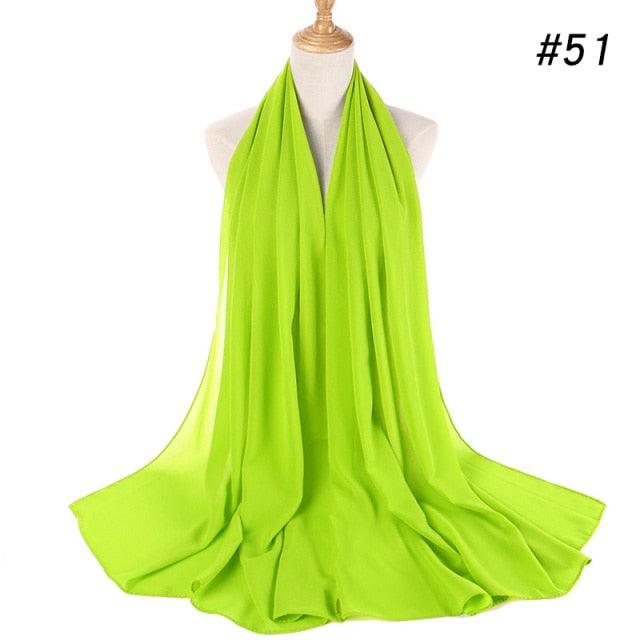 New Long Solid Colorful Soft Chiffon Hijab Elegant Scarf Wrap Lightweight Islamic Head Wear Escharpe Shawls Headband Stole Muslim Hijabs Wrap Headscarf Scarves Colors For Women Stevvex