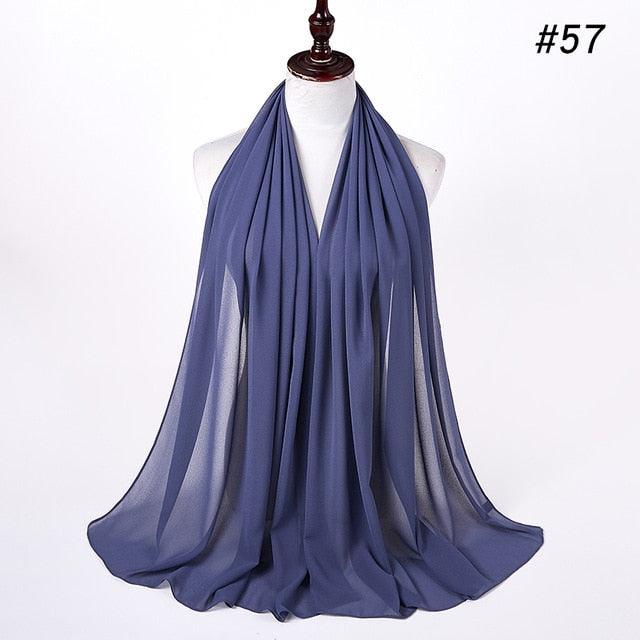 New Long Solid Colorful Soft Chiffon Hijab Elegant Scarf Wrap Lightweight Islamic Head Wear Escharpe Shawls Headband Stole Muslim Hijabs Wrap Headscarf Scarves Colors For Women Stevvex