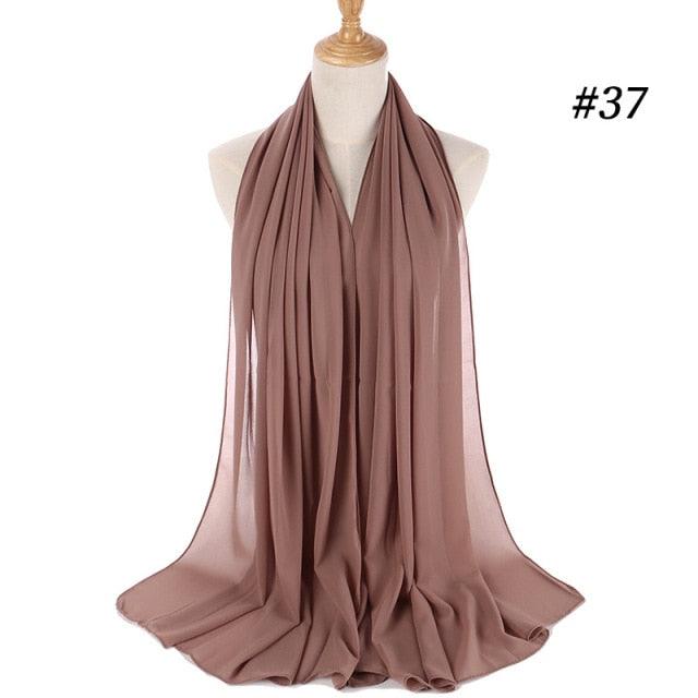 New Long Solid Colorful Soft Chiffon Hijab Elegant Scarf Wrap Lightweight Islamic Head Wear Escharpe Shawls Headband Stole Muslim Hijabs Wrap Headscarf Scarves Colors For Women Stevvex