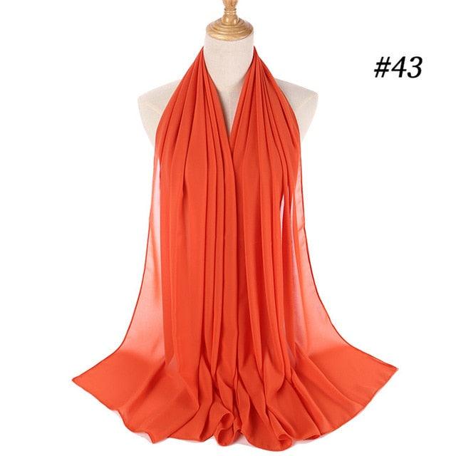 New Long Solid Colorful Soft Chiffon Hijab Elegant Scarf Wrap Lightweight Islamic Head Wear Escharpe Shawls Headband Stole Muslim Hijabs Wrap Headscarf Scarves Colors For Women Stevvex