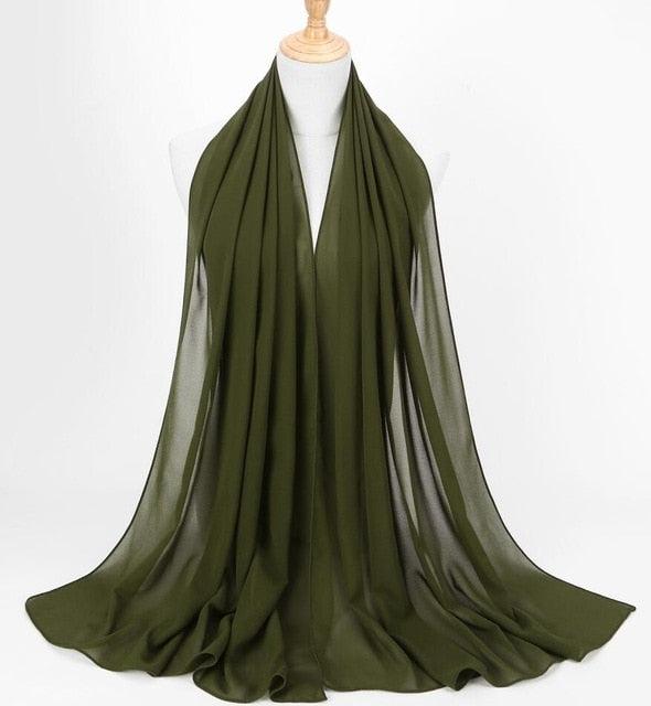 New Long Solid Colorful Soft Chiffon Hijab Elegant Scarf Wrap Lightweight Islamic Head Wear Escharpe Shawls Headband Stole Muslim Hijabs Wrap Headscarf Scarves Colors For Women Stevvex