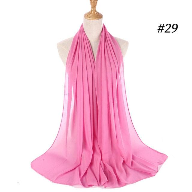 New Long Solid Colorful Soft Chiffon Hijab Elegant Scarf Wrap Lightweight Islamic Head Wear Escharpe Shawls Headband Stole Muslim Hijabs Wrap Headscarf Scarves Colors For Women Stevvex
