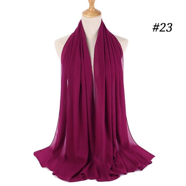New Long Solid Colorful Soft Chiffon Hijab Elegant Scarf Wrap Lightweight Islamic Head Wear Escharpe Shawls Headband Stole Muslim Hijabs Wrap Headscarf Scarves Colors For Women Stevvex