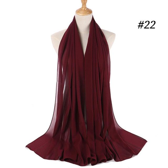 New Long Solid Colorful Soft Chiffon Hijab Elegant Scarf Wrap Lightweight Islamic Head Wear Escharpe Shawls Headband Stole Muslim Hijabs Wrap Headscarf Scarves Colors For Women Stevvex
