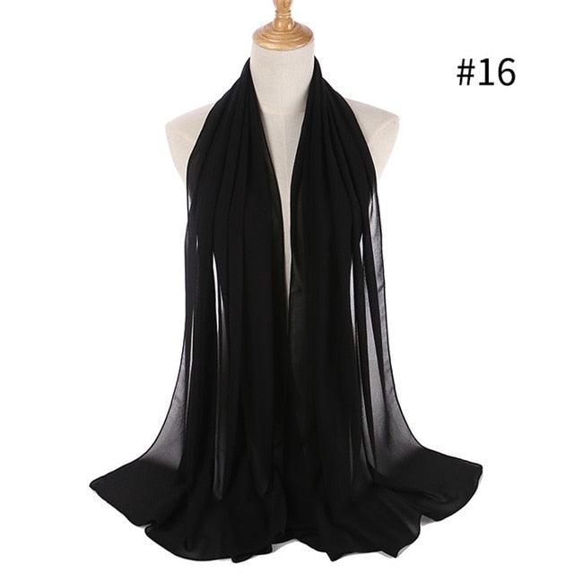 New Long Solid Colorful Soft Chiffon Hijab Elegant Scarf Wrap Lightweight Islamic Head Wear Escharpe Shawls Headband Stole Muslim Hijabs Wrap Headscarf Scarves Colors For Women Stevvex