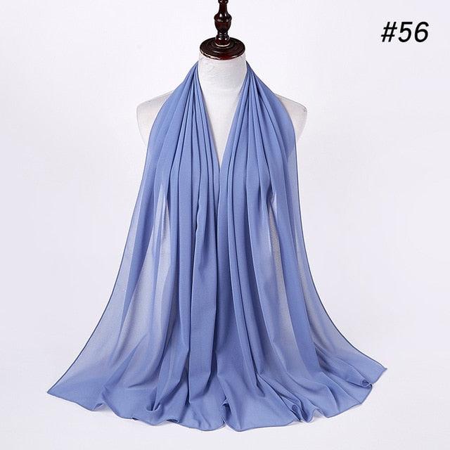 New Long Solid Colorful Soft Chiffon Hijab Elegant Scarf Wrap Lightweight Islamic Head Wear Escharpe Shawls Headband Stole Muslim Hijabs Wrap Headscarf Scarves Colors For Women Stevvex