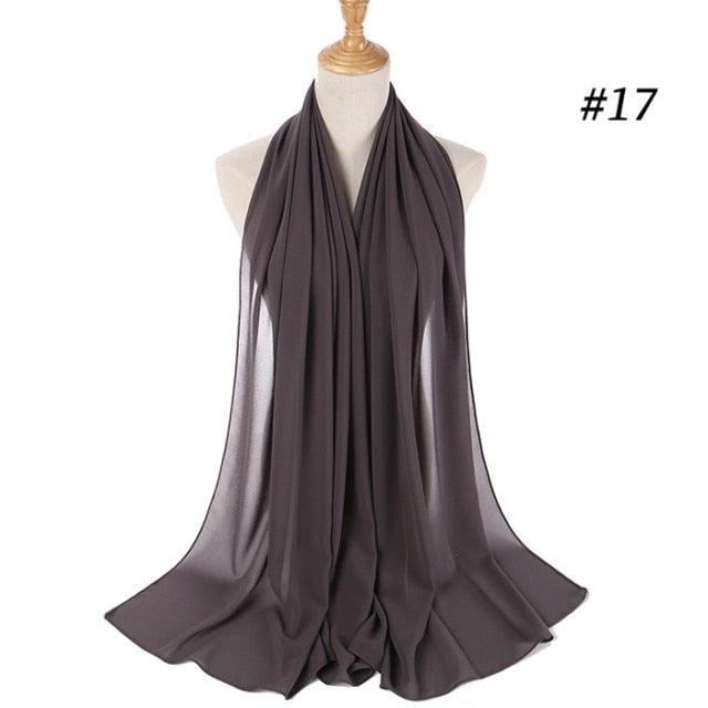 New Long Solid Colorful Soft Chiffon Hijab Elegant Scarf Wrap Lightweight Islamic Head Wear Escharpe Shawls Headband Stole Muslim Hijabs Wrap Headscarf Scarves Colors For Women Stevvex