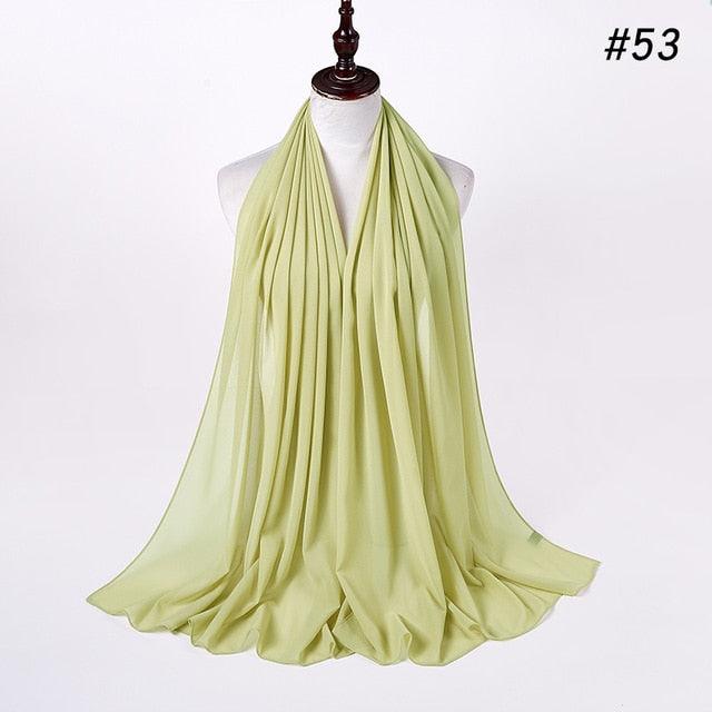 New Long Solid Colorful Soft Chiffon Hijab Elegant Scarf Wrap Lightweight Islamic Head Wear Escharpe Shawls Headband Stole Muslim Hijabs Wrap Headscarf Scarves Colors For Women Stevvex