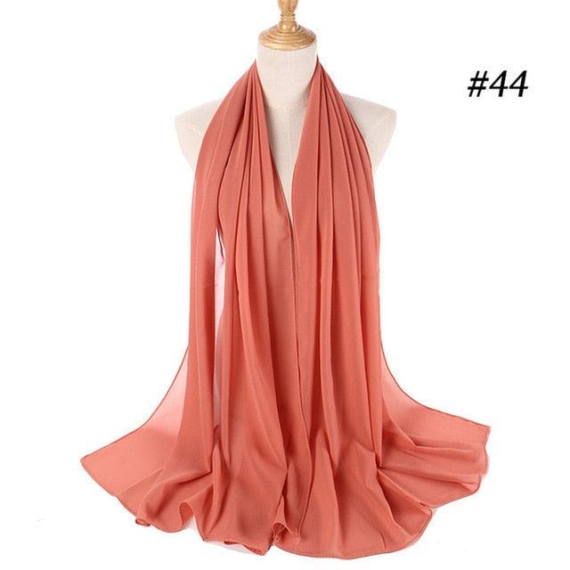 New Long Solid Colorful Soft Chiffon Hijab Elegant Scarf Wrap Lightweight Islamic Head Wear Escharpe Shawls Headband Stole Muslim Hijabs Wrap Headscarf Scarves Colors For Women Stevvex