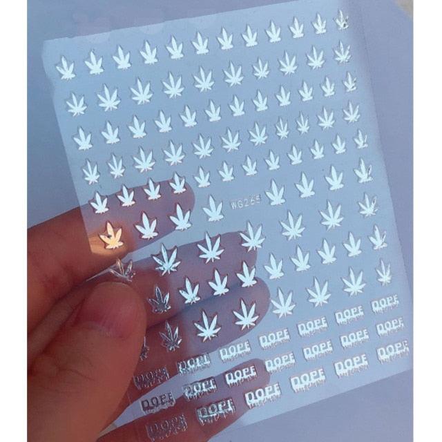 New Mixed Acrylic Stickers Manicure Decoration Weed Leaf Designs Nail Accessories Nail Art Decals Water Transfer Nail Decals Sticker For Pretty Girl Self-Adhesive Nail Decals Designer Nail Stickers for Acrylic