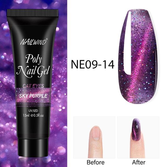 New Poly Nail Polish Gel Extension Glitter Gel Nails Manicure Design UV Reflective Diamond Shine
