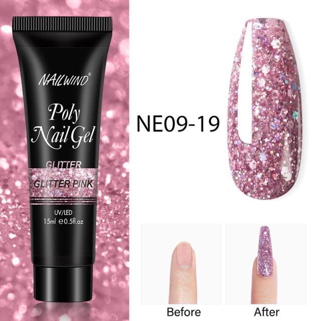New Poly Nail Polish Gel Extension Glitter Gel Nails Manicure Design UV Reflective Diamond Shine